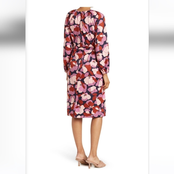 DONNA MORGAN NAVY ROSE FLORAL PRINT LONG SLEEVE DRESS - Picture 6 of 6